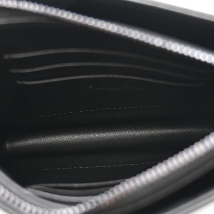 Christian Dior Calfskin Macrocannage Diamond Caro Zipped Pouch With Chain Black 5 of 10