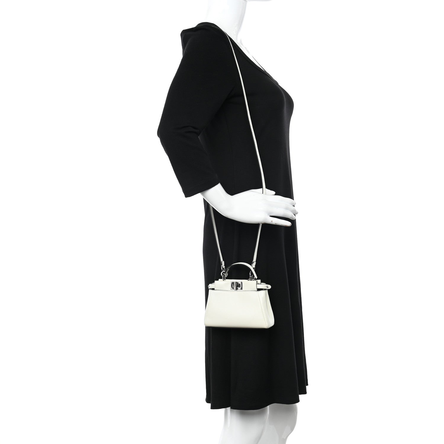 Fendi Shiny Nappa Micro Peekaboo Iconic Satchel White 2 of 11