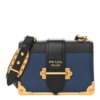 Prada City Calf Saffiano Cahier Bag Bluette Black 1 of 9