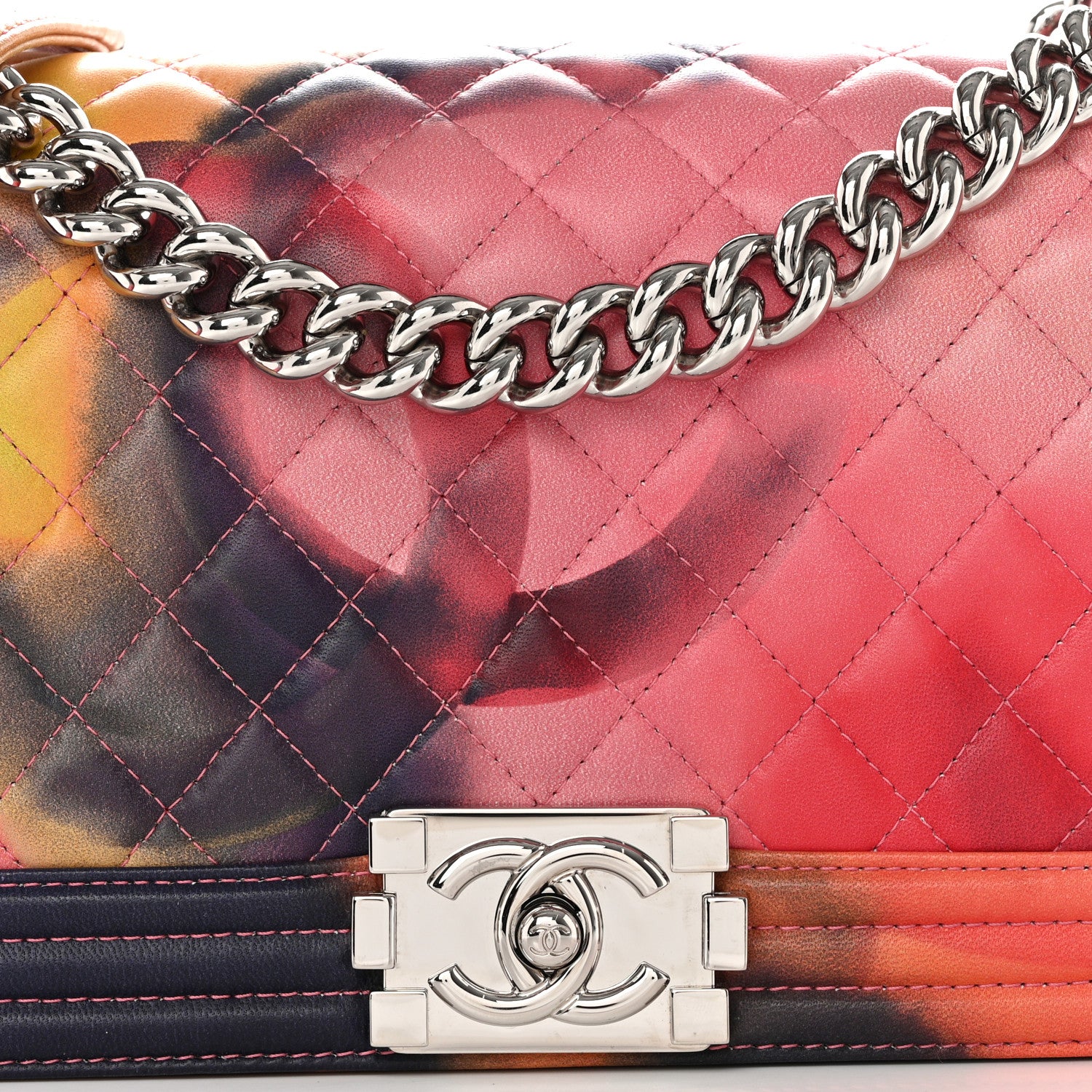 Chanel Printed Lambskin Quilted Medium Flower Power Boy Flap 8 of 11