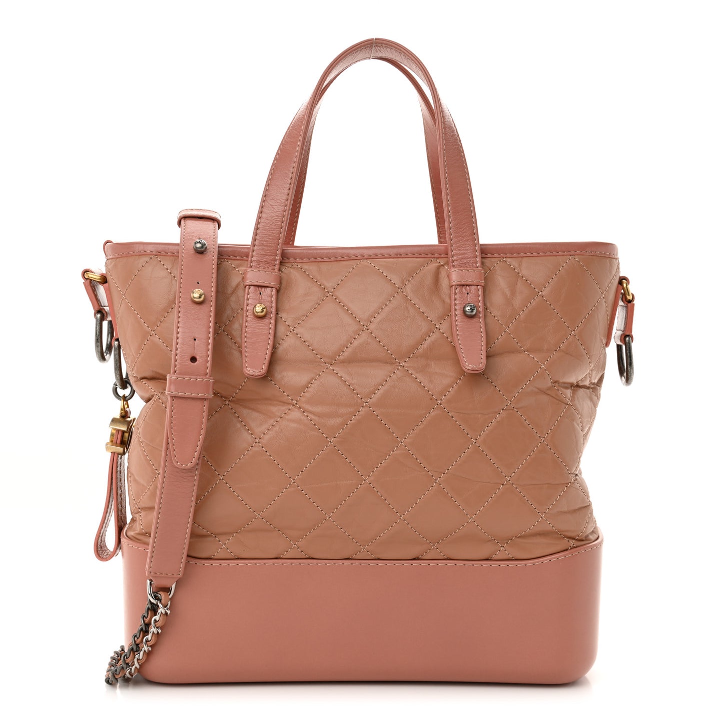 Aged Calfskin Quilted Medium Gabrielle Shopping Tote Pink