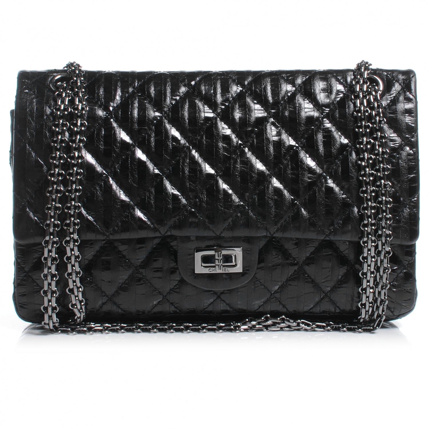 Chanel Metallic Striped 2.55 Reissue 226 Flap Black 1 of 7