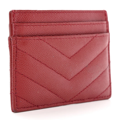 Saint Laurent Grain De Poudre Matelasse Chevron Monogram Credit Card Case Opyum Red 3 of 16