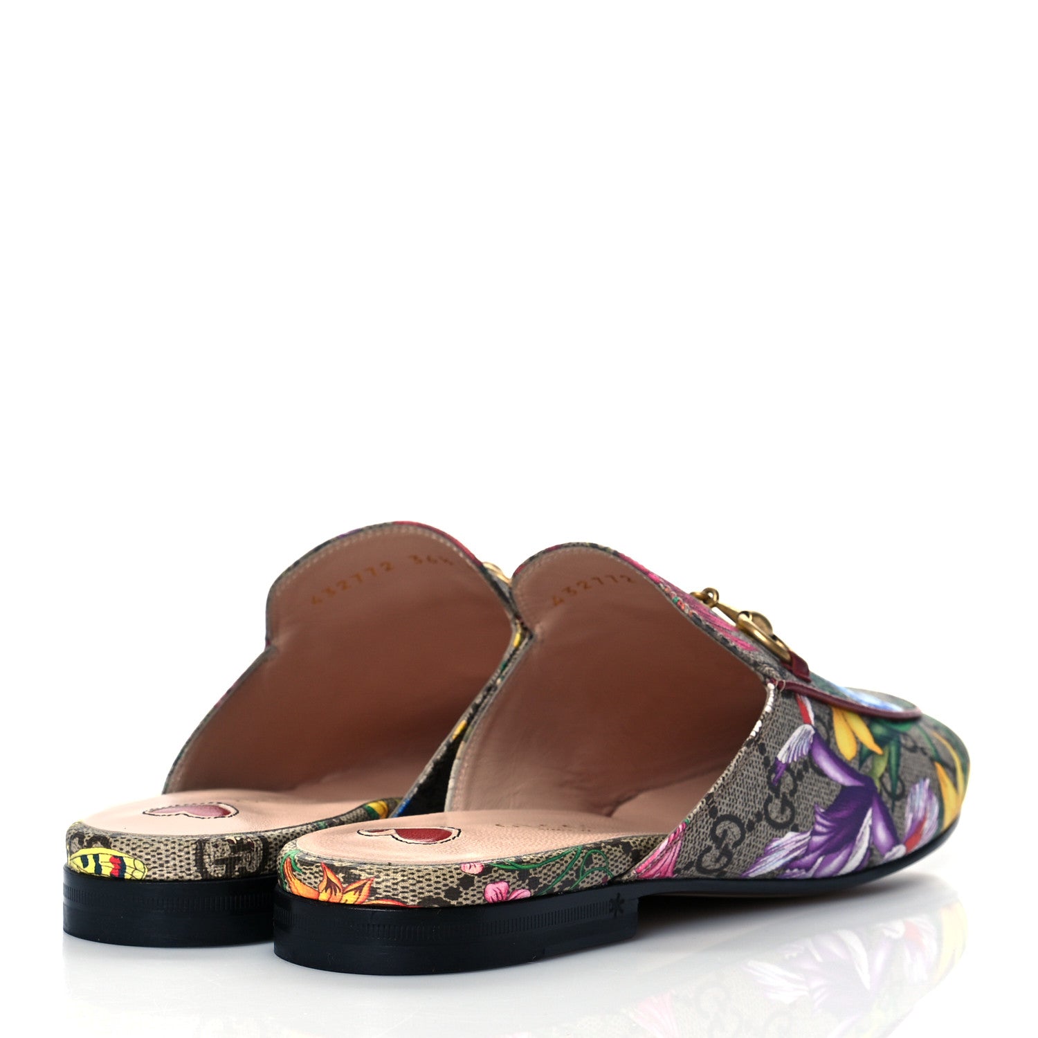 Gucci GG Supreme Monogram Flora Womens Princetown Slippers 36.5 Beige Ebony Multicolor Rosso 4 of 9