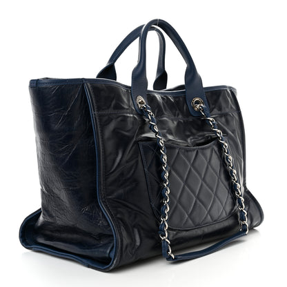 Chanel Glazed Calfskin Large Deauville Tote Blue 3 of 14