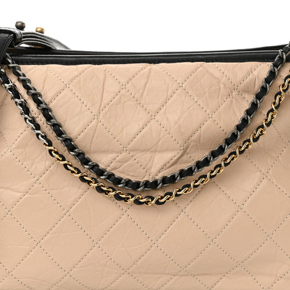 Chanel Aged Calfskin Quilted Large Gabrielle Hobo Beige Black 8 of 10