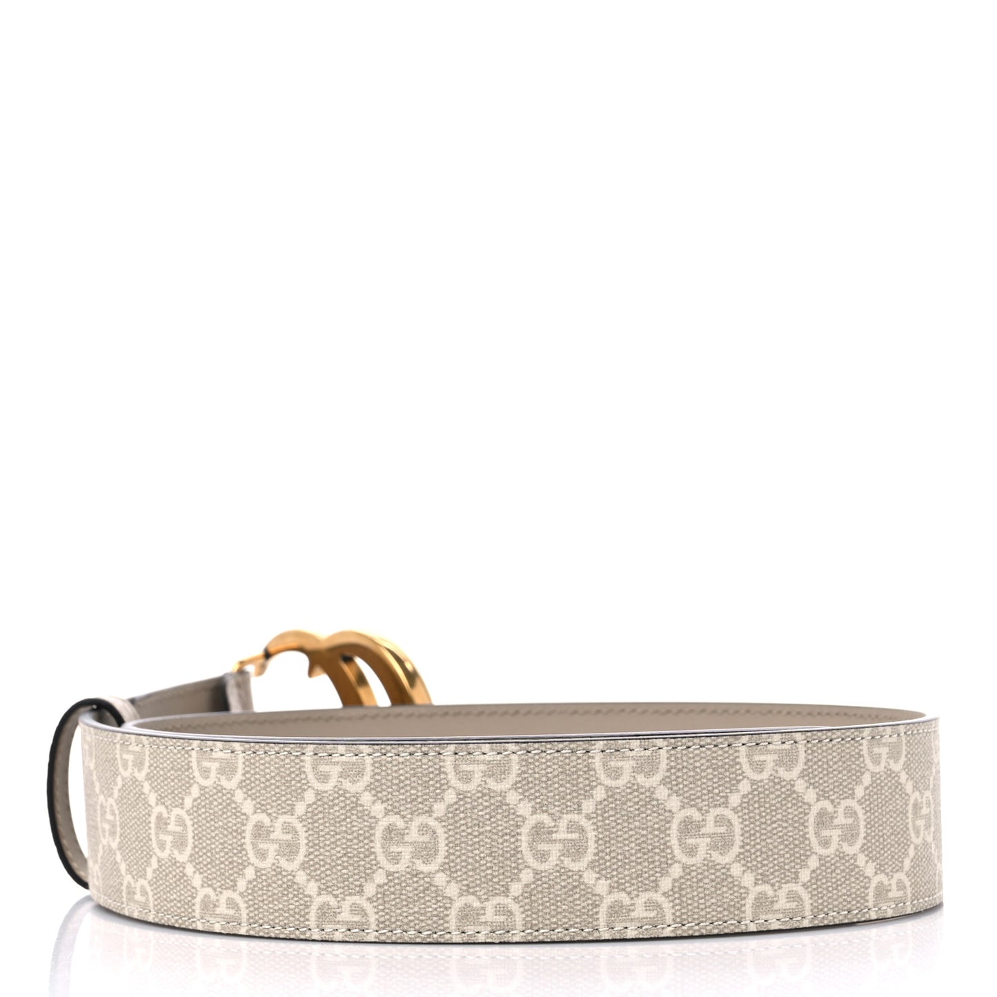 GG Supreme Monogram Textured Calfskin Double G 40mm Belt 75 30 Beige Mystic White Oatmeal