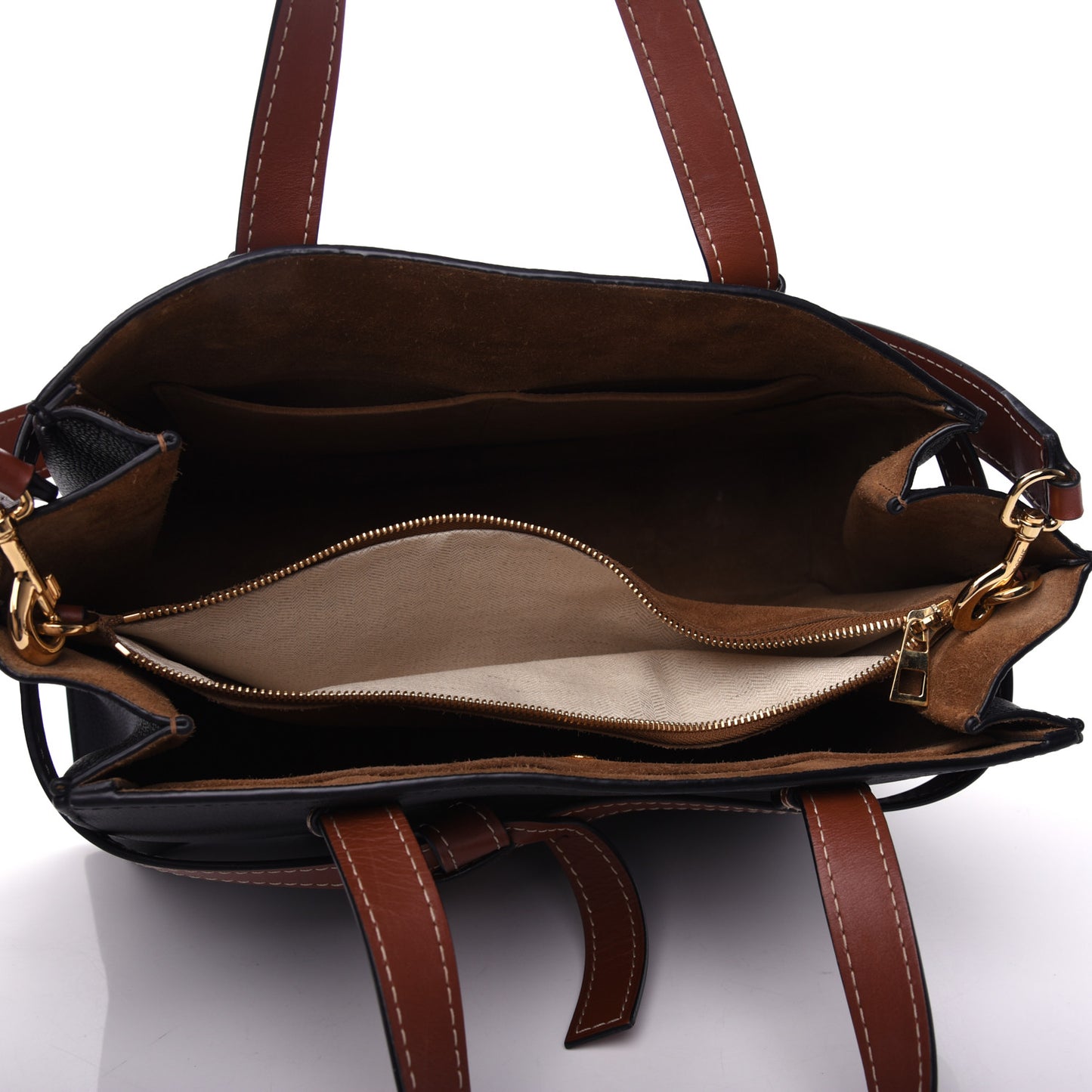 Calfskin Medium Gate Tote Pecan Black