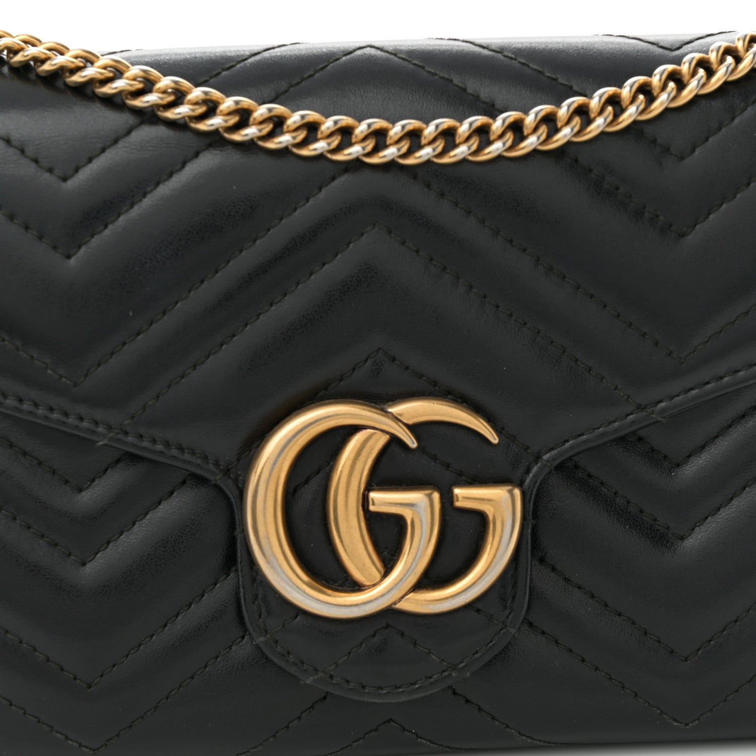 Gucci Calfskin Matelasse GG Marmont Chain Wallet Black 8 of 10