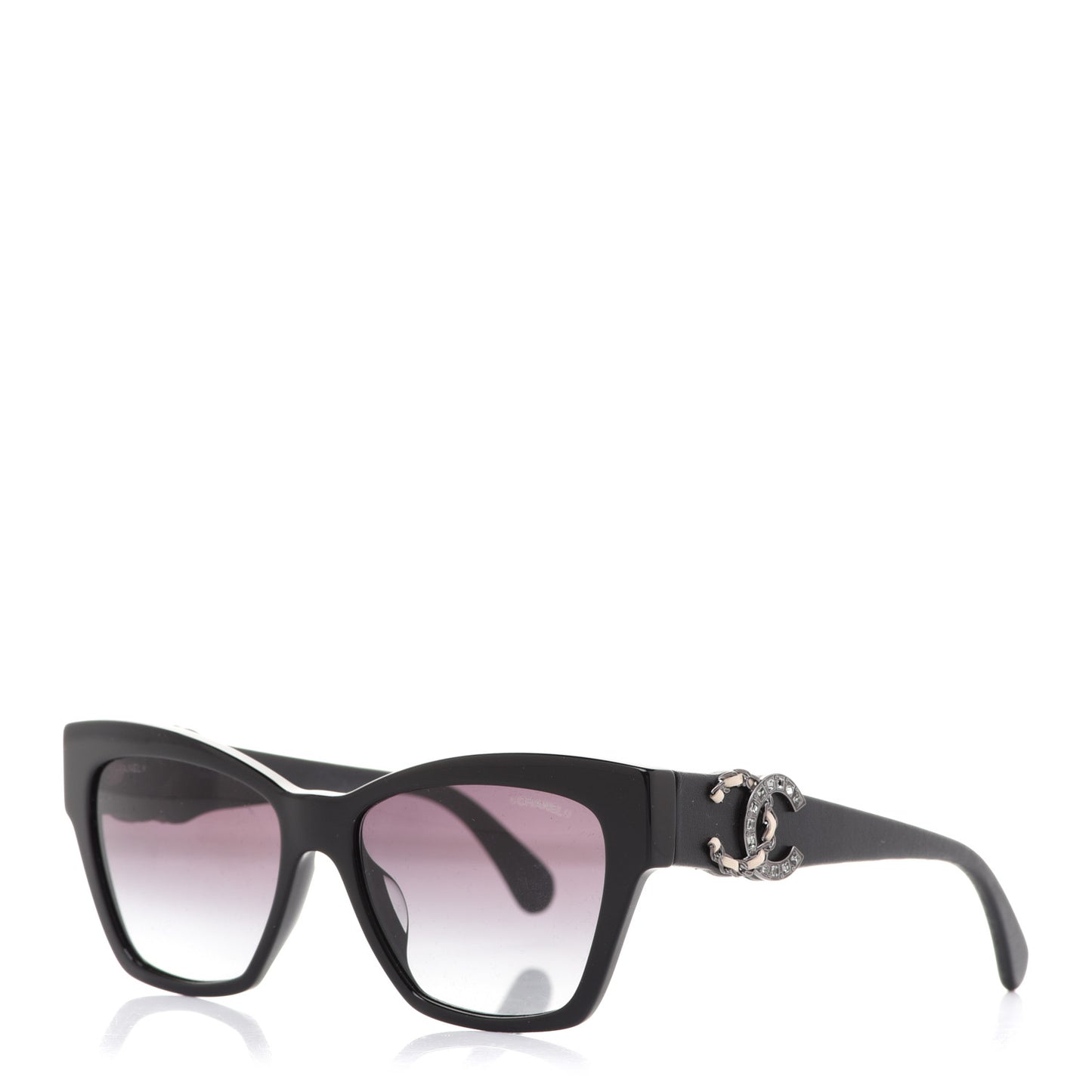 Acetate Square Cat Eye CC Sunglasses 5456 Black