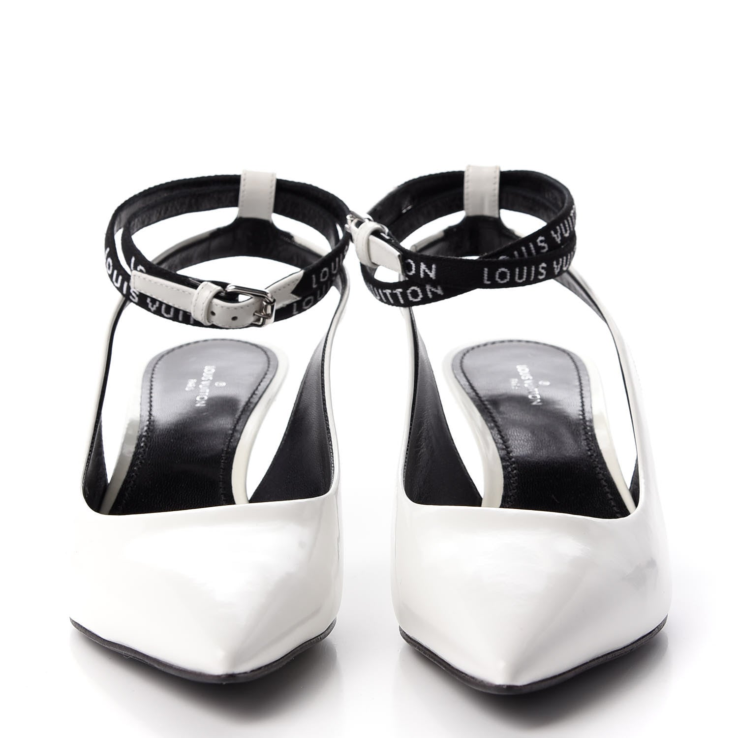 Louis Vuitton Patent Call Back Sling Back Pumps 38.5 White 2 of 9