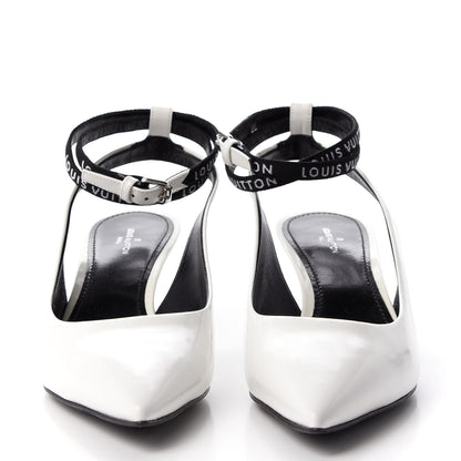 Louis Vuitton Patent Call Back Sling Back Pumps 38.5 White 2 of 9