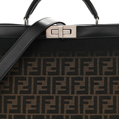 Fendi FF Vitello King Jacquard 1974 Medium Peekaboo I SEE U Satchel Brown 8 of 14