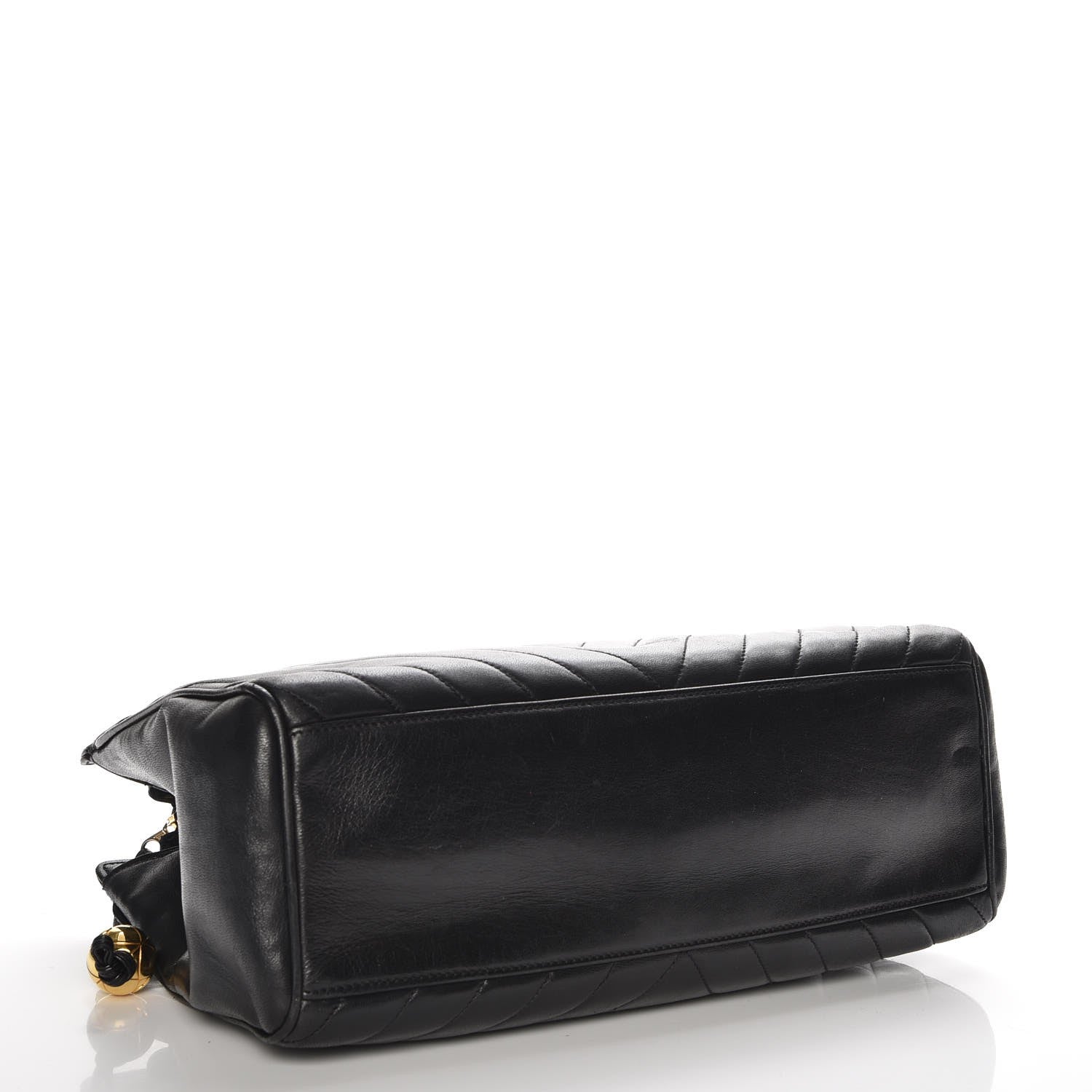 Chanel Lambskin Chevron Top Handle Bag Black 4 of 8