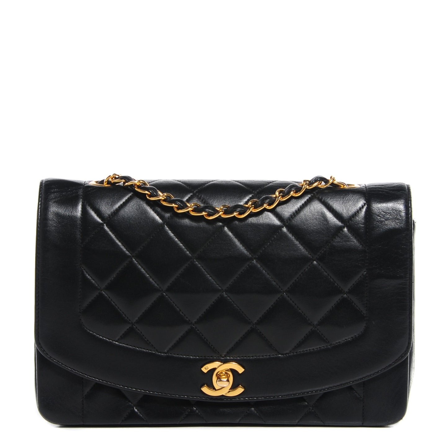 Lambskin Quilted Medium Single Flap Black