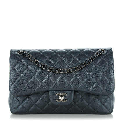 Chanel Metallic Caviar Quilted Jumbo Double Flap Dark Grey 1 of 7