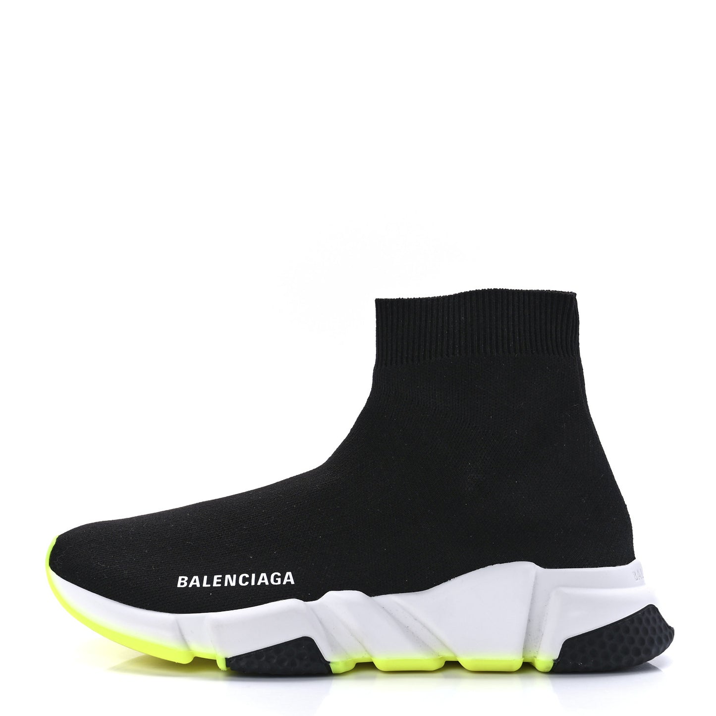 Neoprene Knit Womens Speed Sneakers 38 Black White Yellow Fluo