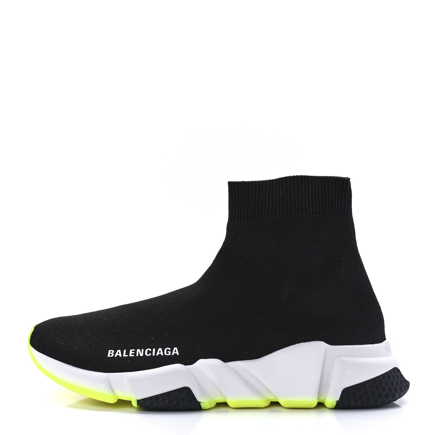 Balenciaga Neoprene Knit Womens Speed Sneakers 38 Black White Yellow Fluo 1 of 8