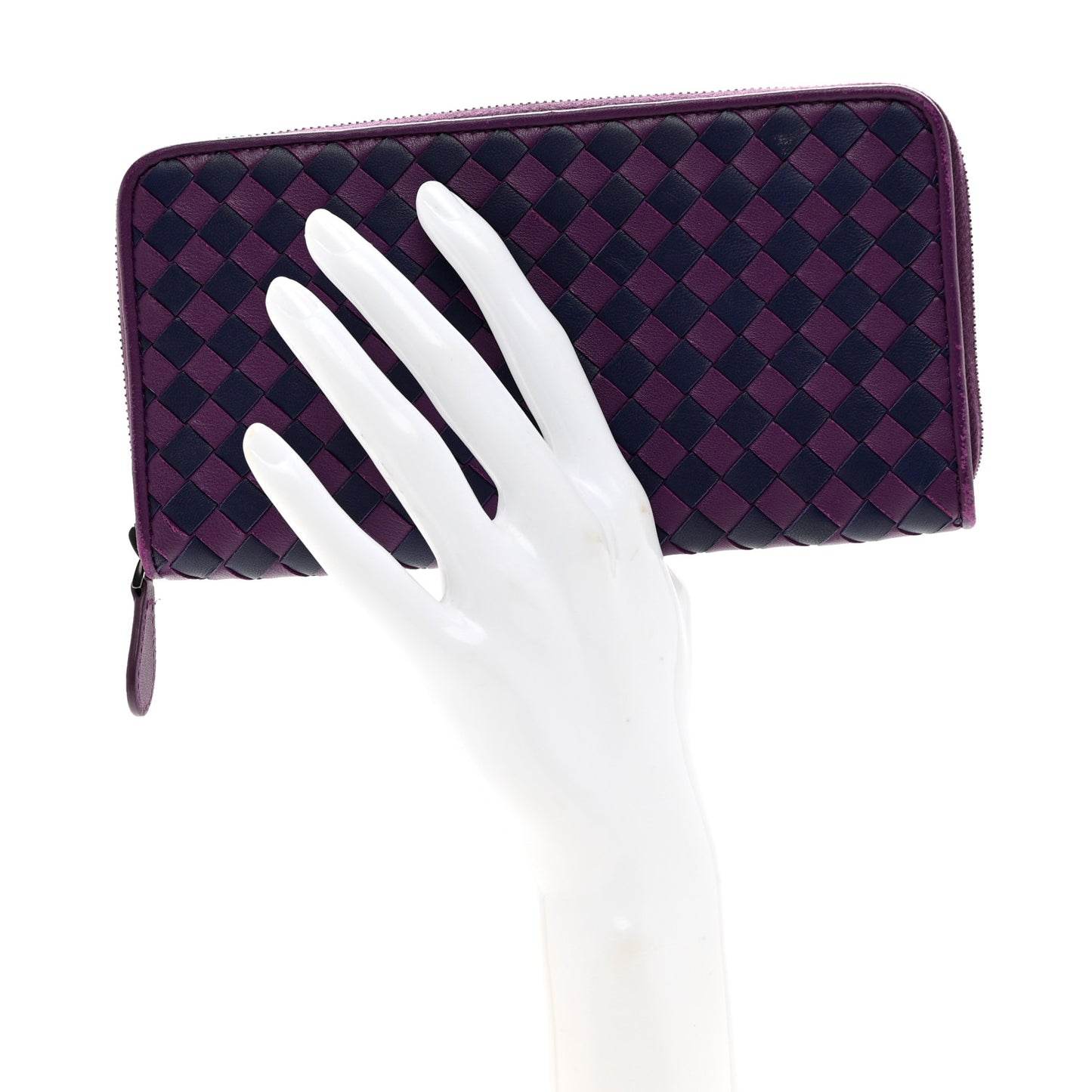 Nappa Intrecciato Zip Around Wallet Mona Lisa Atlantic