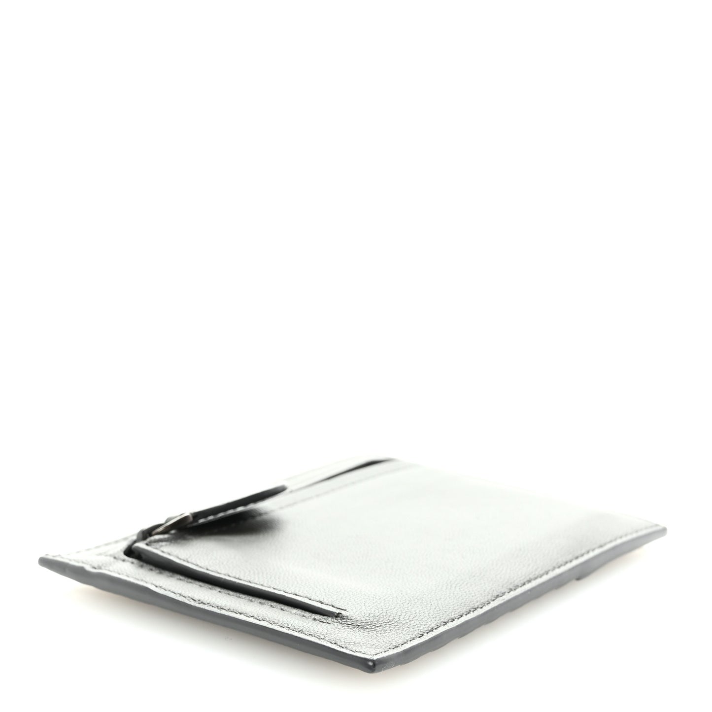 Nappa Intrecciato Zip Card Holder Grey