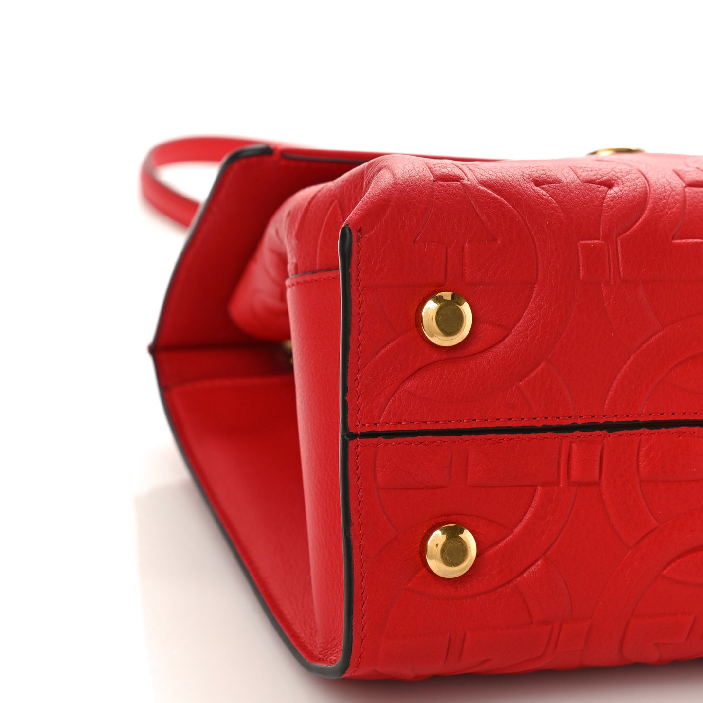 Calfskin Gancini Embossed Trifolio Top Handle Bag Lipstick