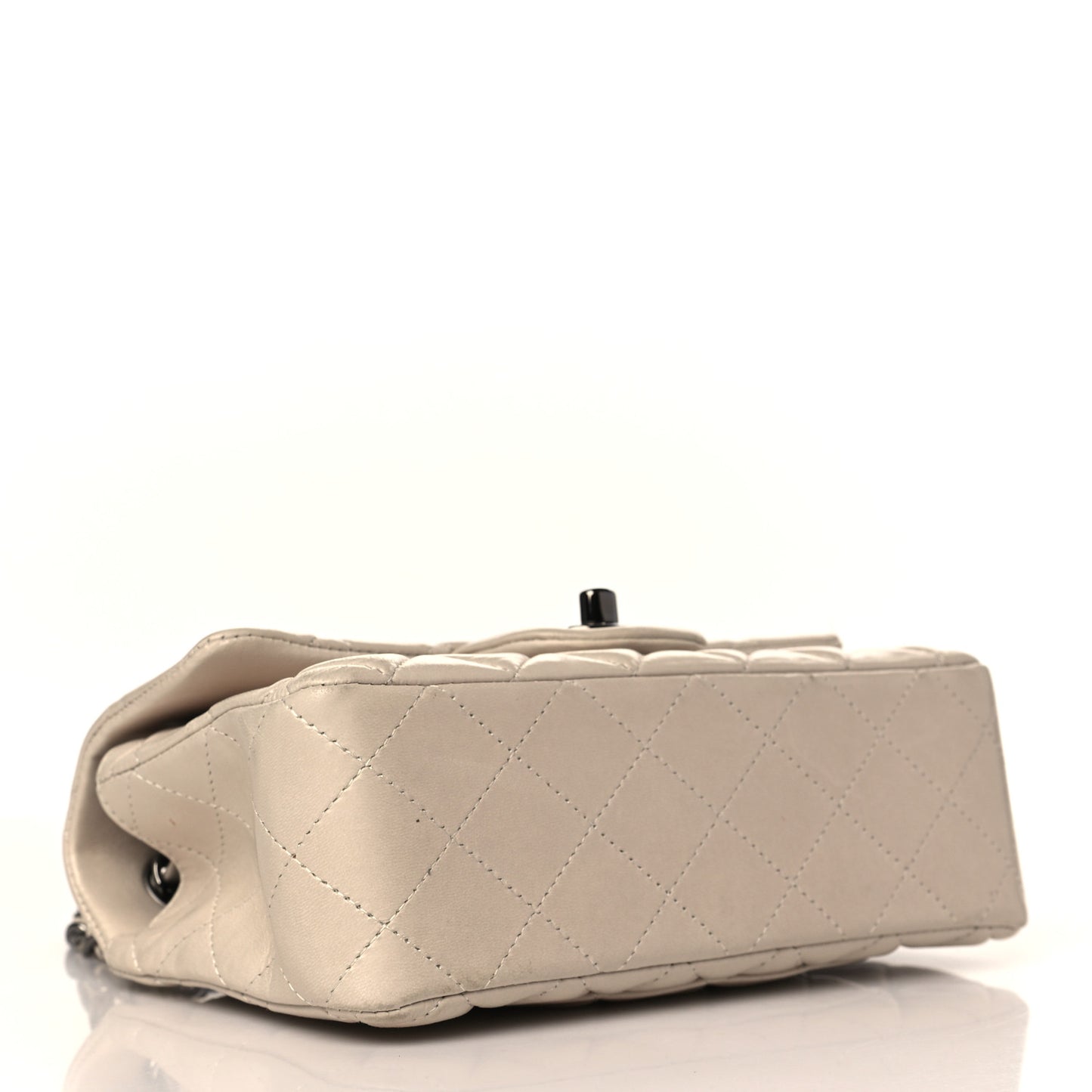 Lambskin Quilted Mini Rectangular Flap Light Beige