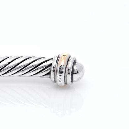 David Yurman Sterling Silver 18K Yellow Gold 4mm Cable Classics Bracelet 5 of 7