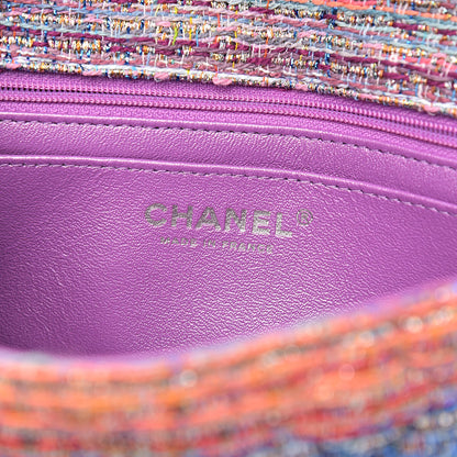 Chanel Tweed Quilted Mini Rectangular Flap Blue Pink Orange 8 of 11