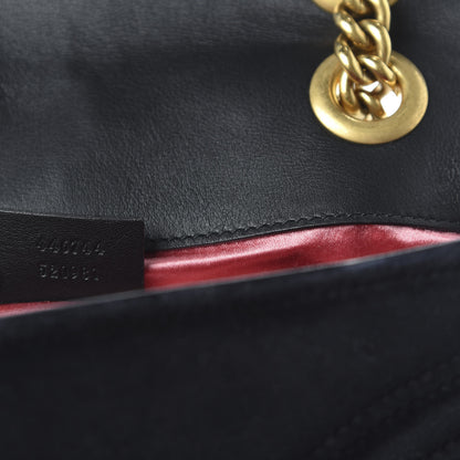 Gucci Velvet Matelasse Mini GG Marmont Shoulder Bag Black 9 of 10