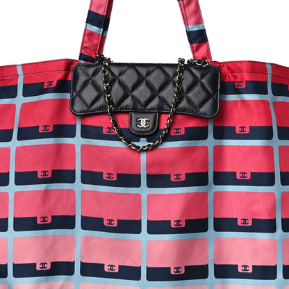 Chanel Jersey Fabric Quilted Foldable Tote With Chain Pink Multicolor 9 of 12