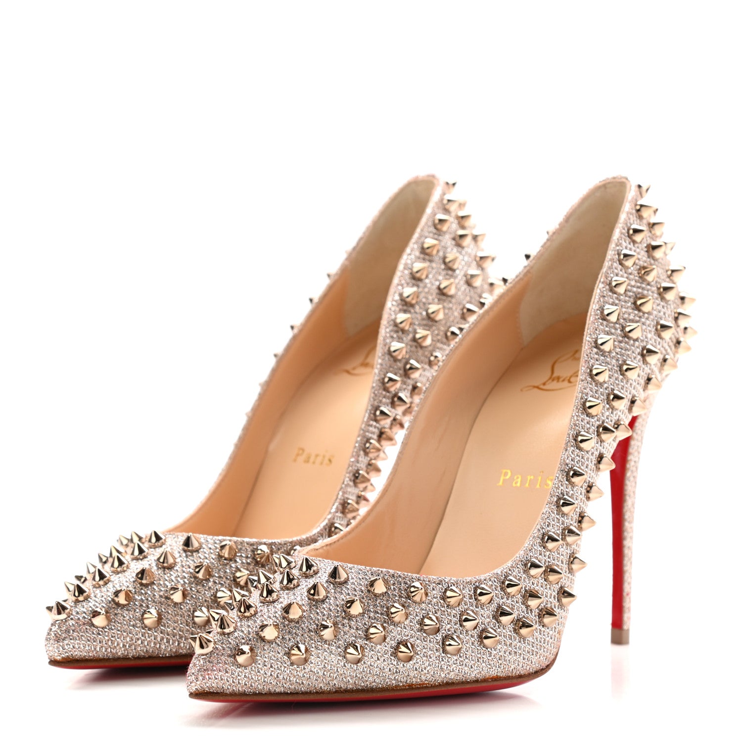 Christian Louboutin Glitter Diams Follies Spikes 100 Pumps 37 Colombe 3 of 18