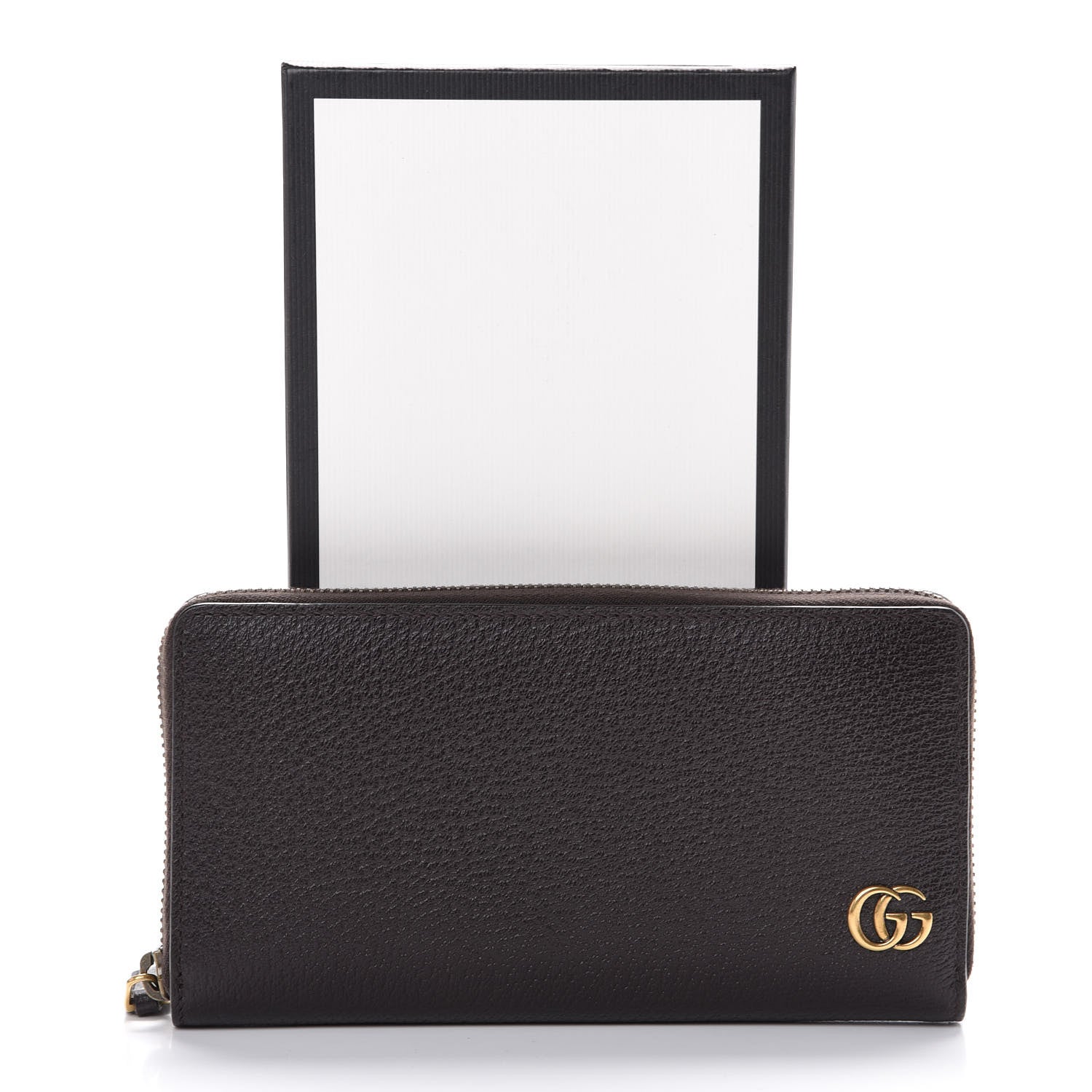 Gucci Dollar Calfskin Boar Effect GG Marmont Zip Around Wallet Dark Cocoa 7 of 7
