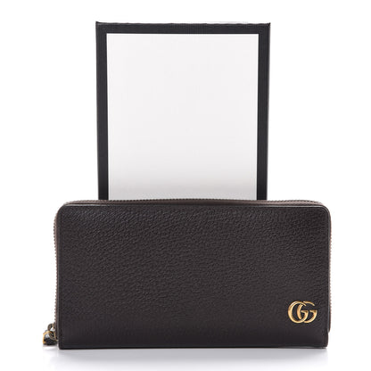 Gucci Dollar Calfskin Boar Effect GG Marmont Zip Around Wallet Dark Cocoa 7 of 7
