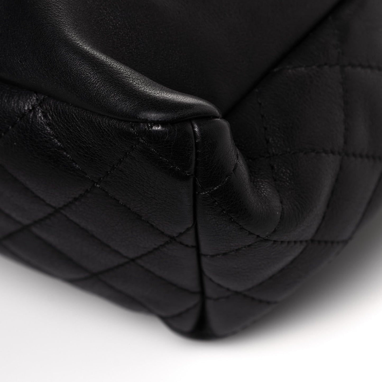 Lambskin Quilted Drawstring Backpack Black
