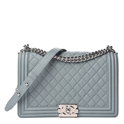 Chanel Iridescent Caviar Quilted New Medium Boy Flap Light Blue 1 of 10