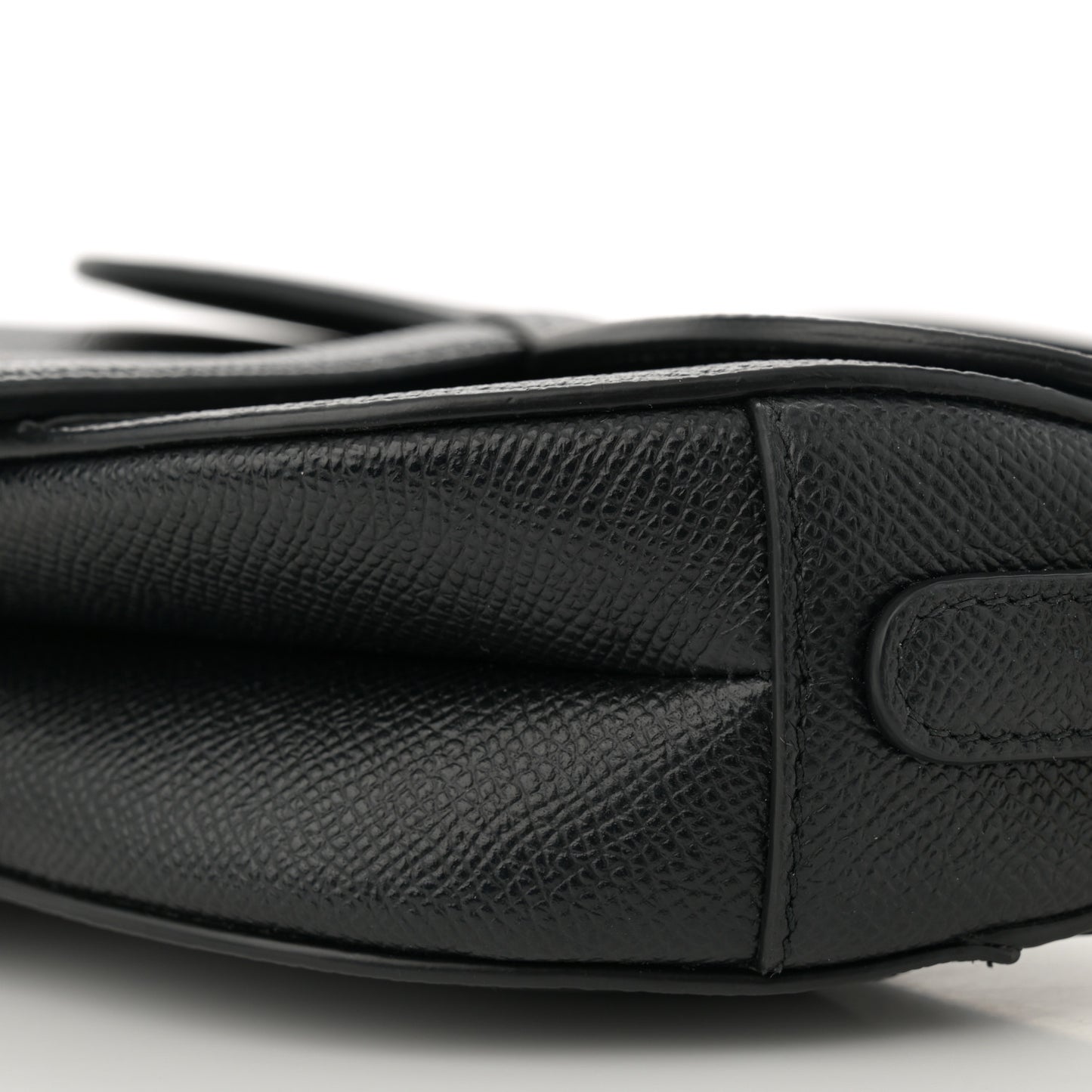 Grained Calfskin Mini Saddle Bag With Strap Black