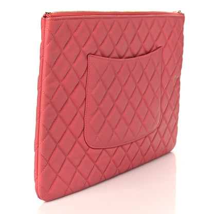 Chanel Iridescent Caviar Quilted Large Cosmetic Case Dark Pink 3 of 7
