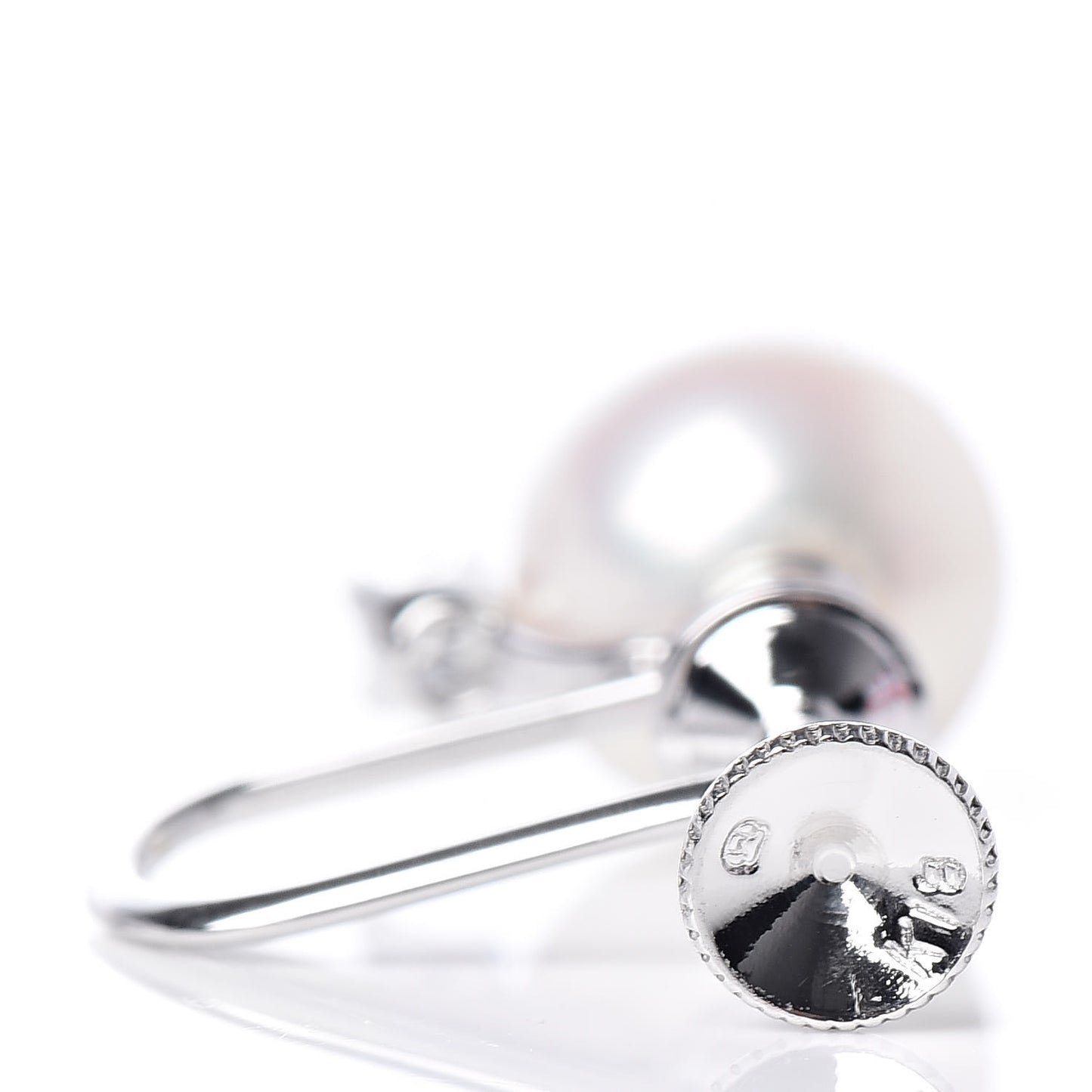 18K White Gold Diamond Akoya Pearl 7-7.5mm Screw Back Earrings