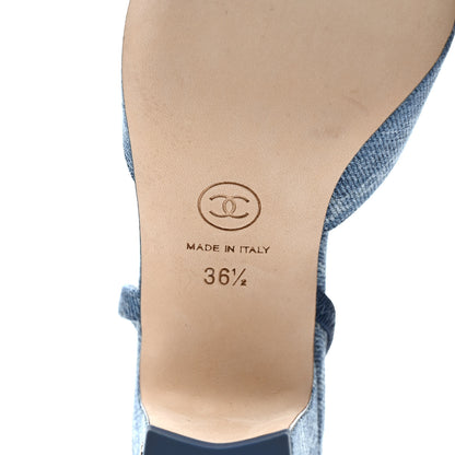 Chanel Denim Cap Toe Denim Slingback Pumps 36.5 Blue 6 of 8