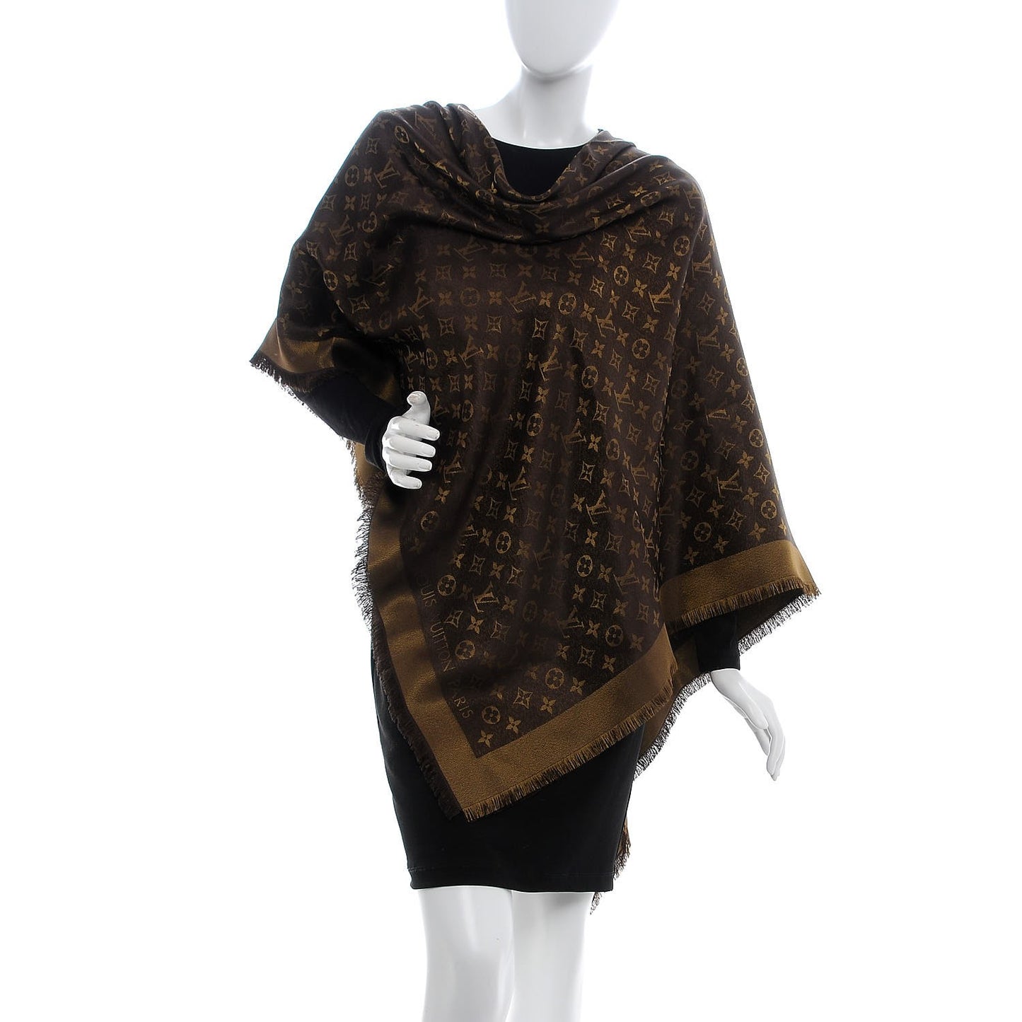 Silk Lurex Wool Monogram Shine Shawl Brown