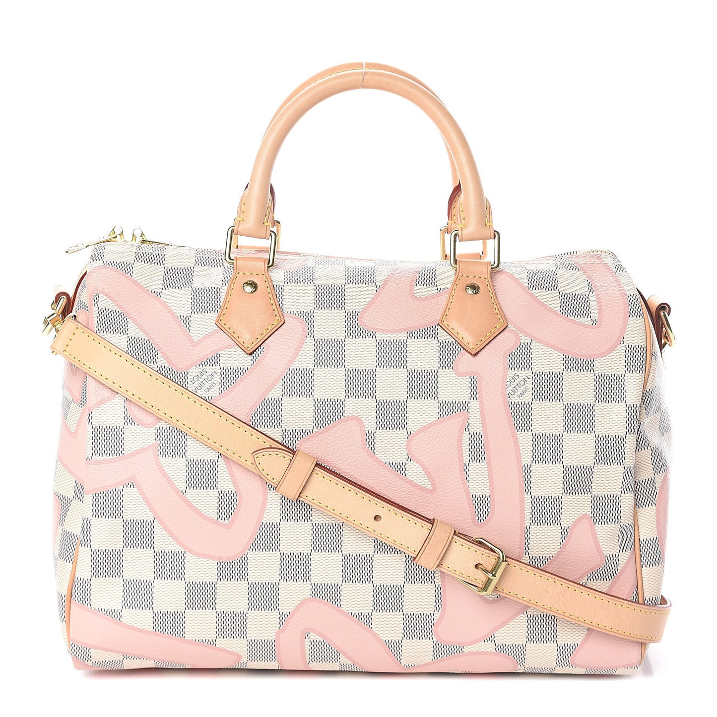 Damier Azur Tahitienne Speedy Bandouliere 30 Rose Ballerine