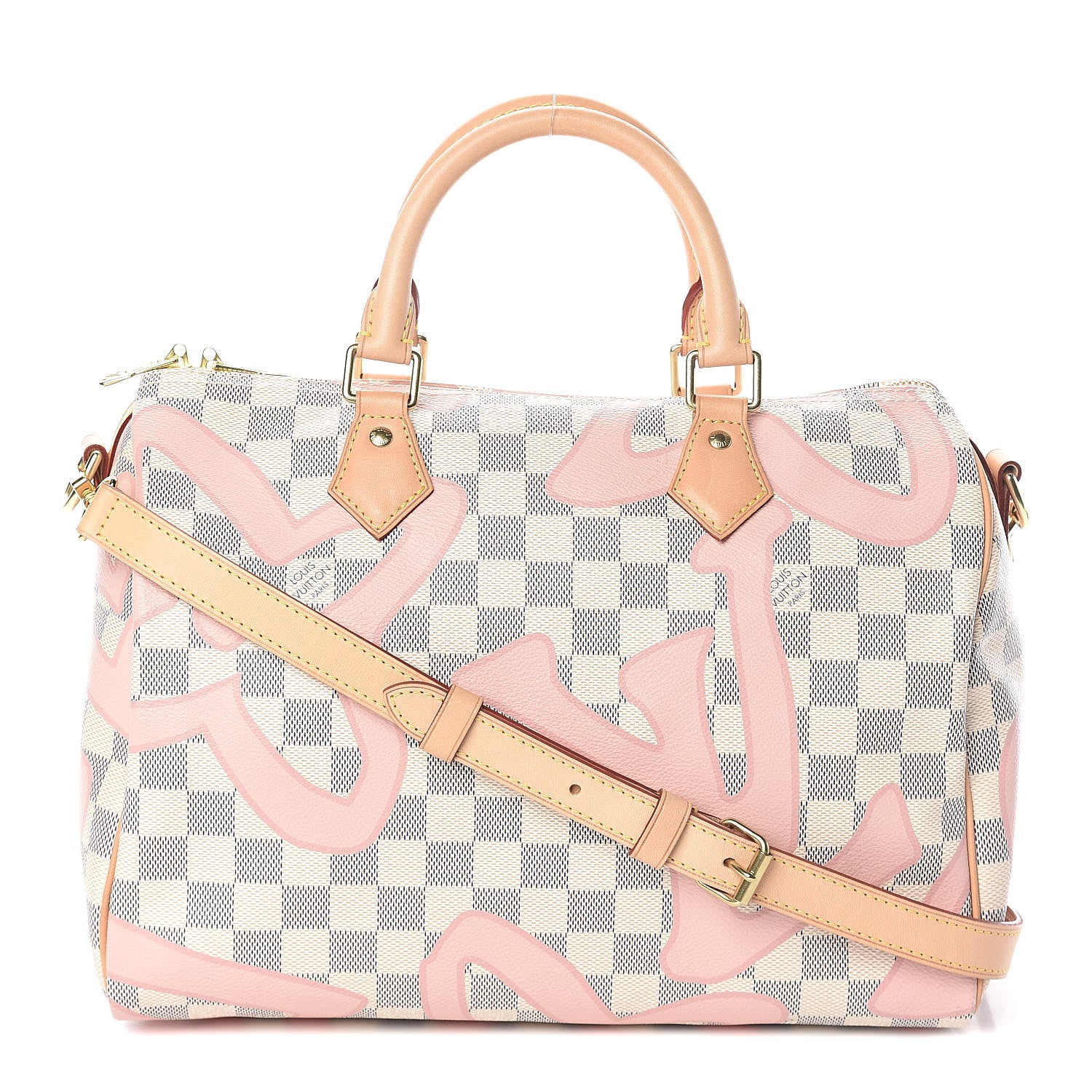 Louis Vuitton Damier Azur Tahitienne Speedy Bandouliere 30 Rose Ballerine 1 of 10