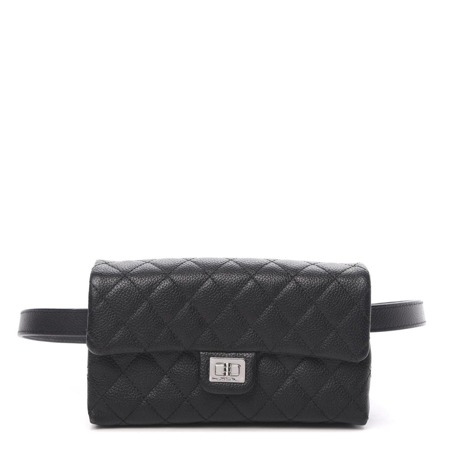 Grained Calfskin Quilted 2.55 Reissue Flap Belt Bag Clutch Black