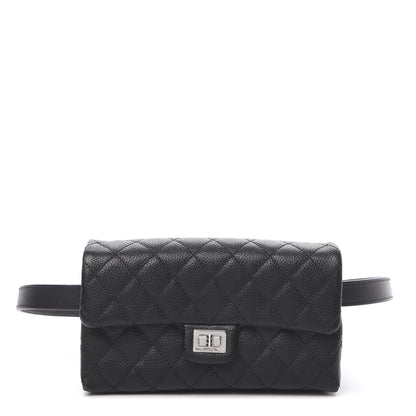 Chanel Grained Calfskin Quilted 2.55 Reissue Flap Belt Bag Clutch Black 1 of 13