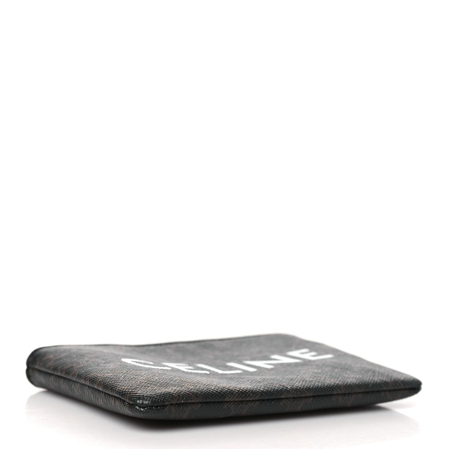 Triomphe Canvas Logo Coin and Card Pouch With Hook Black