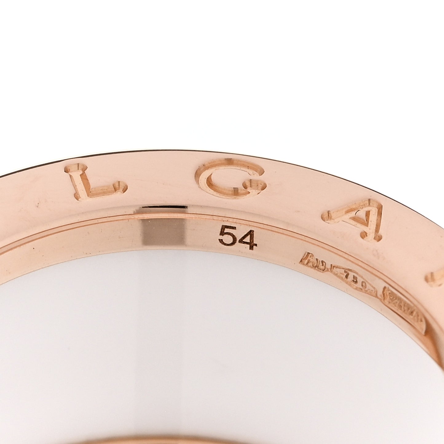 18K Rose Gold White Ceramic Diamond B.Zero1 Four-Band Ring 54 6.75