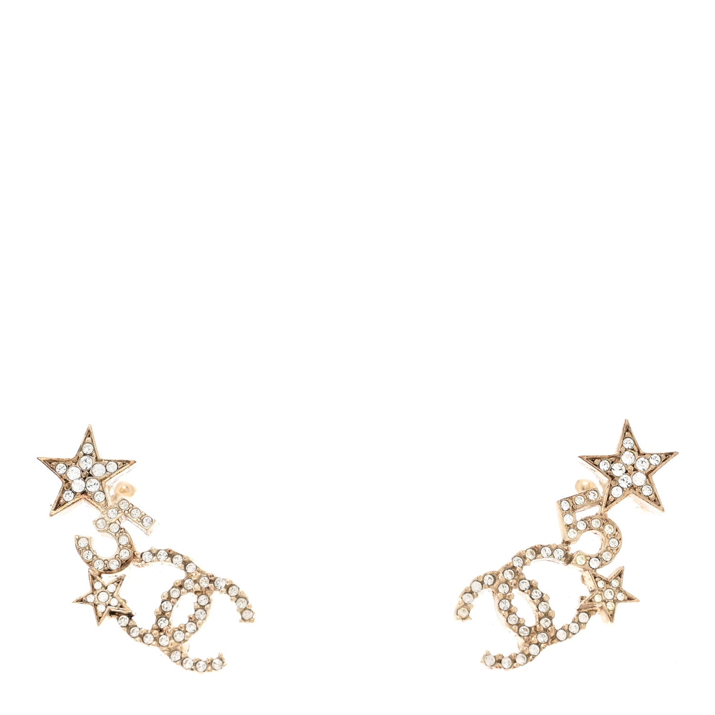 Crystal Star 5 CC Earrings Gold
