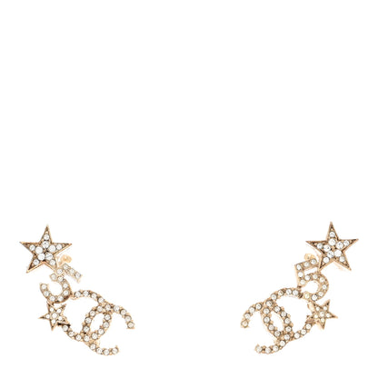 Chanel Crystal Star 5 CC Earrings Gold 1 of 5