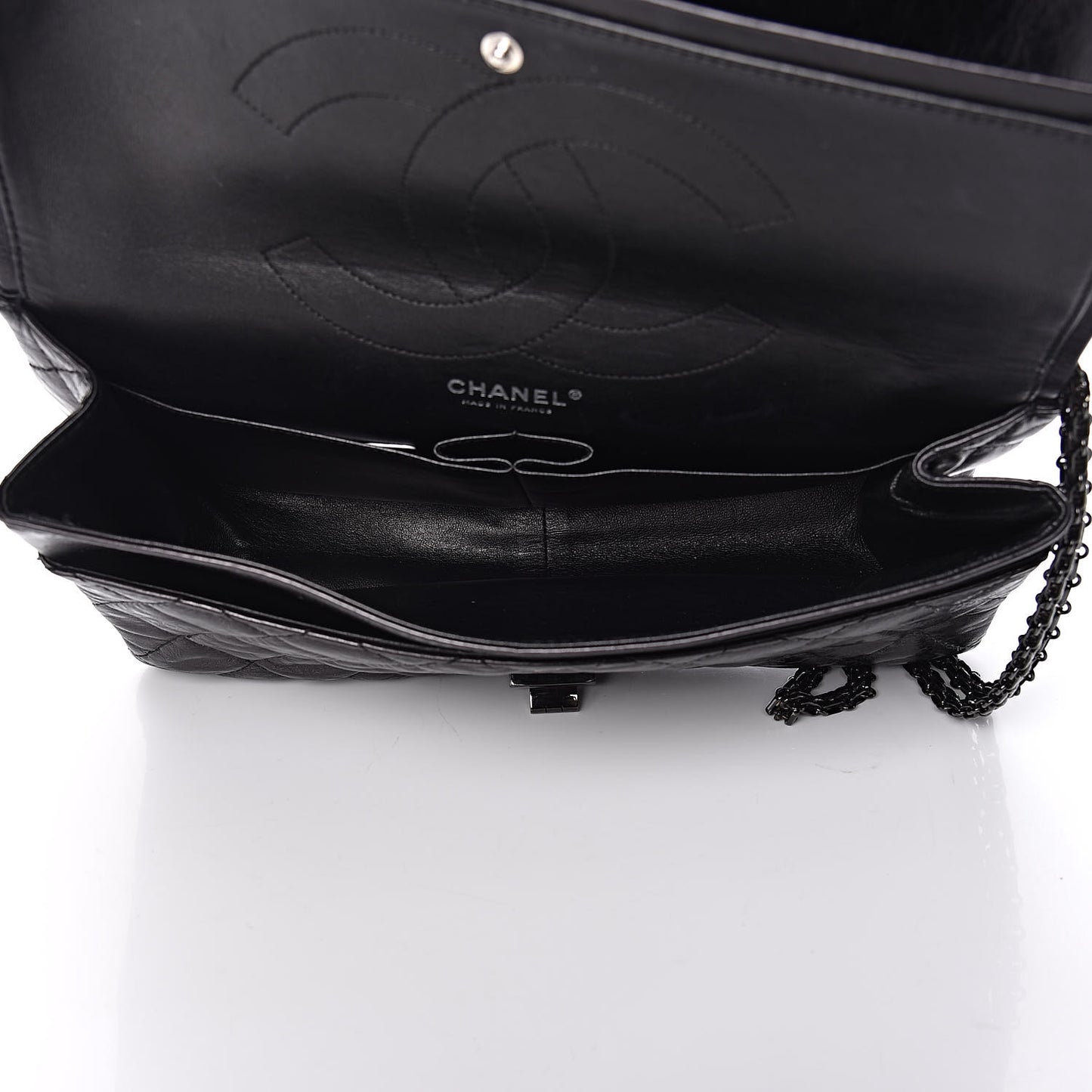 Metallic Aged Calfskin Quilted 2.55 Reissue 227 Flap So Black