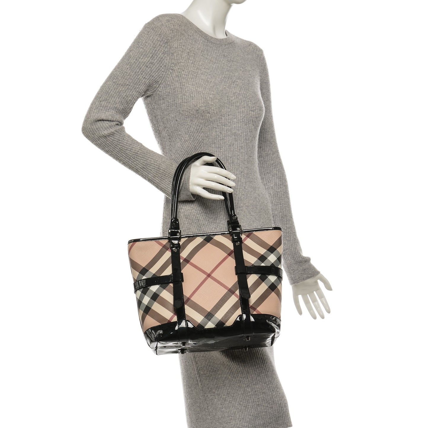 Patent Supernova Check Medium Denham Tote Black